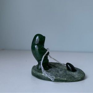 Vintage Inuk Man and Seal jade carving